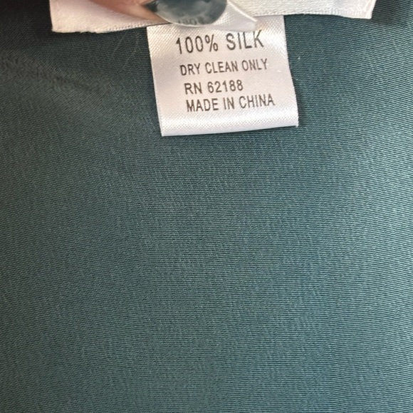 SILX 100% Silk Dark Green Size 14 Maxi Skirt High front slit. EUC - Picture 5 of 8